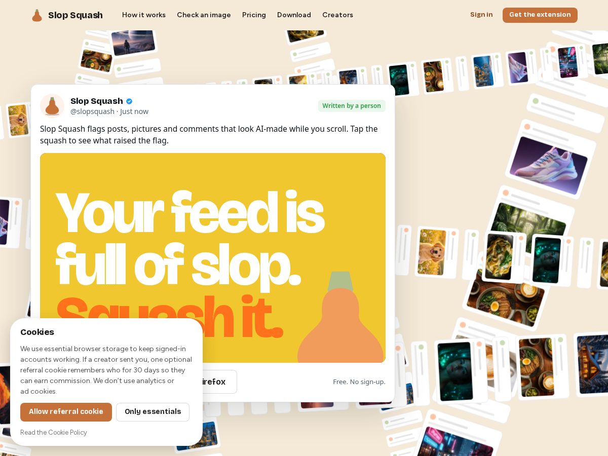 Landing-page snapshot of squashslop.com