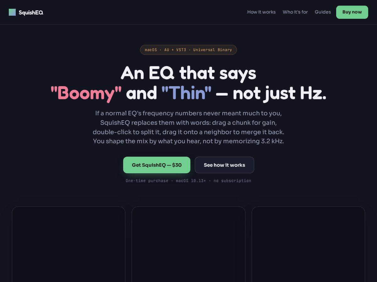 Landing-page snapshot of squisheq.com
