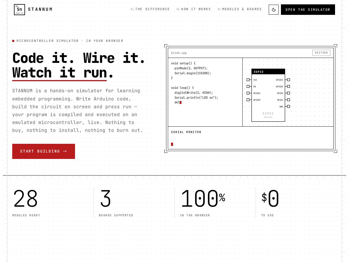 Landing-page snapshot of stannum.tech
