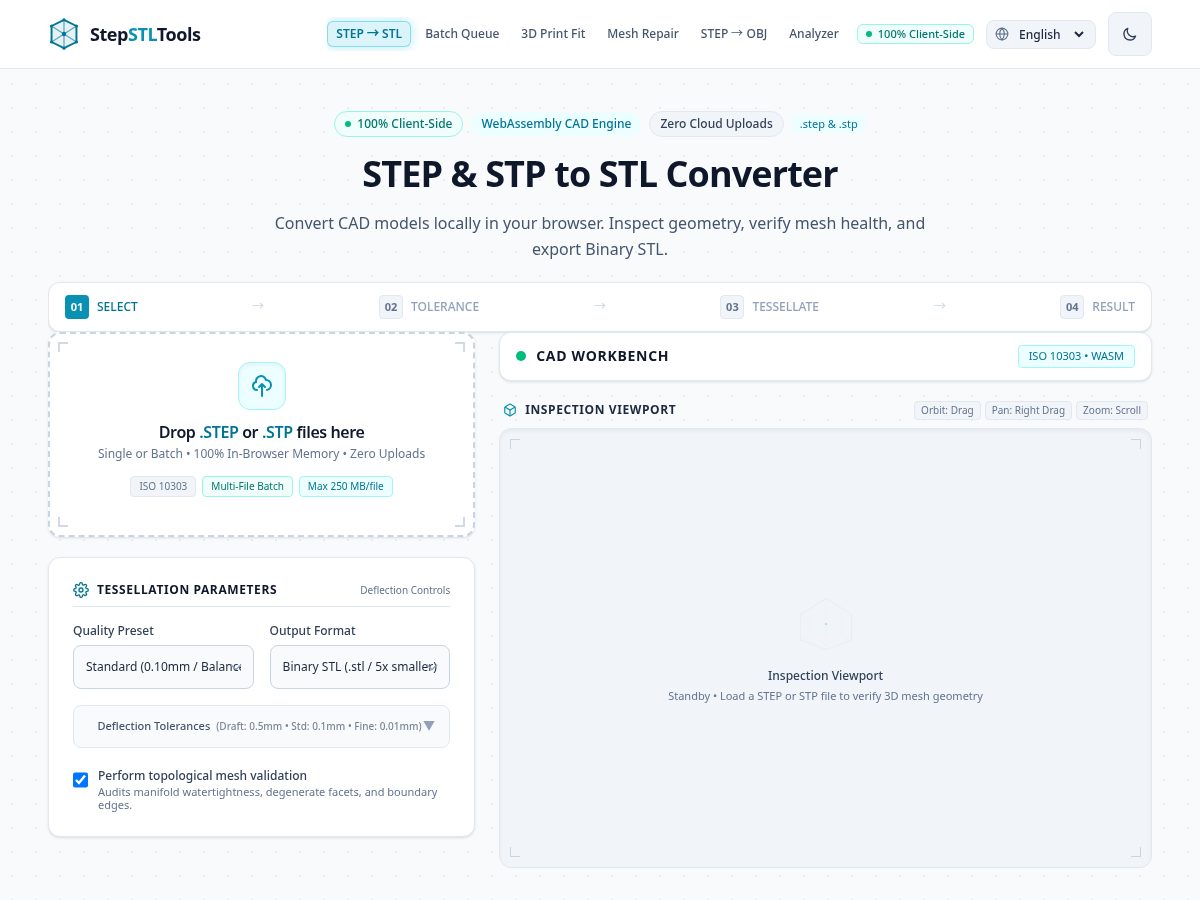 Landing-page snapshot of stepstltools.com