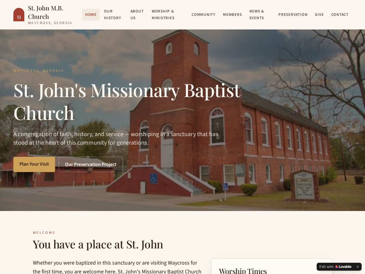 Landing-page snapshot of stjohnsmbcwaycross.org