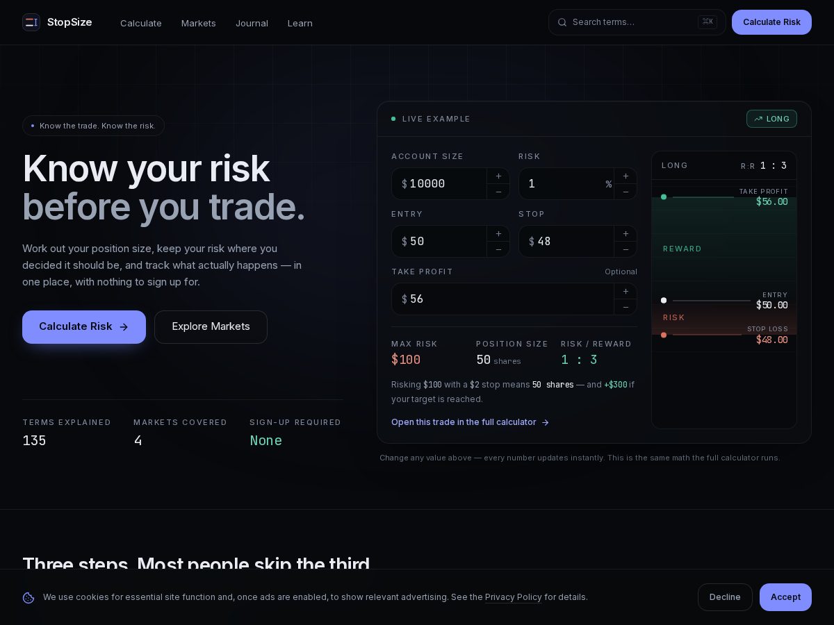 Landing-page snapshot of stopsize.com