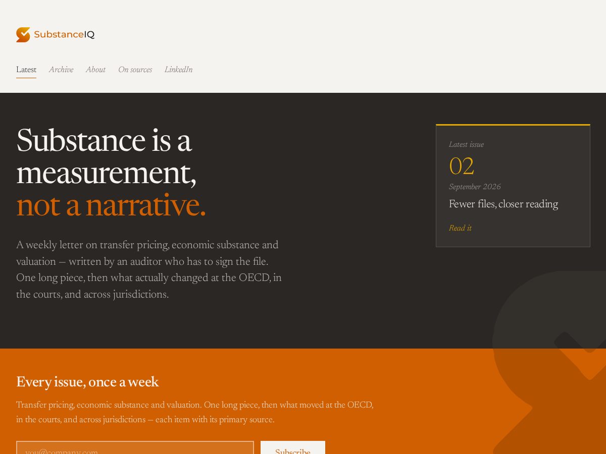 Landing-page snapshot of substanceiq.tax