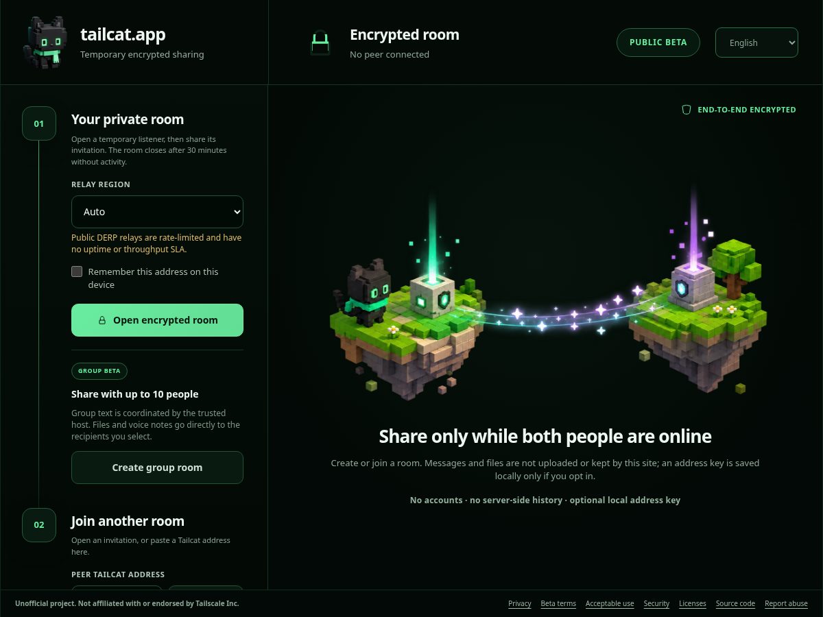 Landing-page snapshot of tailcat.app