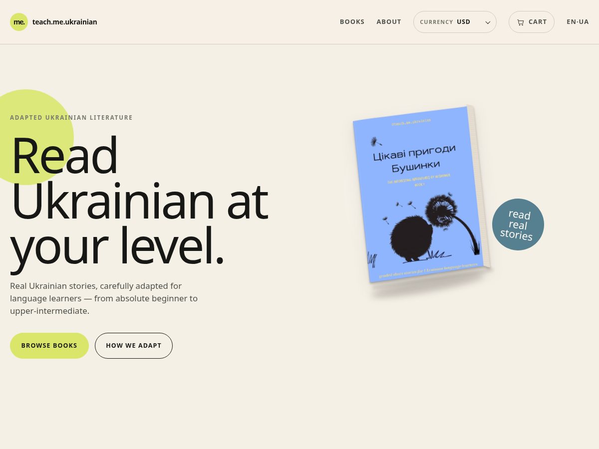 Landing-page snapshot of teachmeukrainian.store