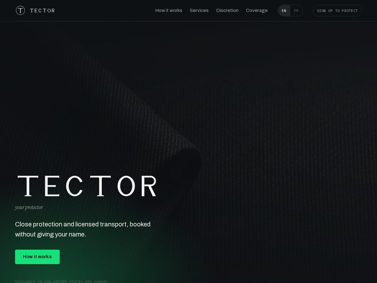 Landing-page snapshot of tector.app