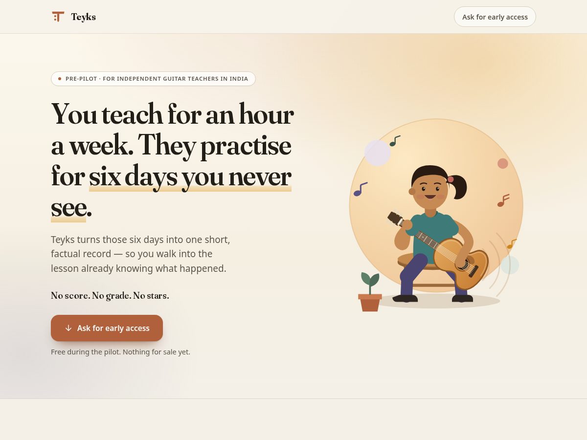 Landing-page snapshot of teyks.app