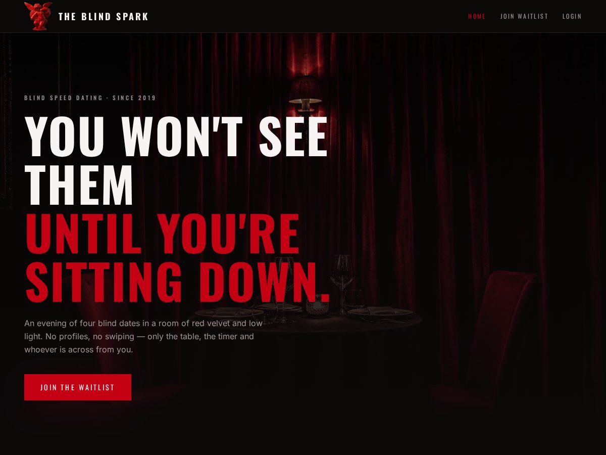 Landing-page snapshot of theblindspark.com