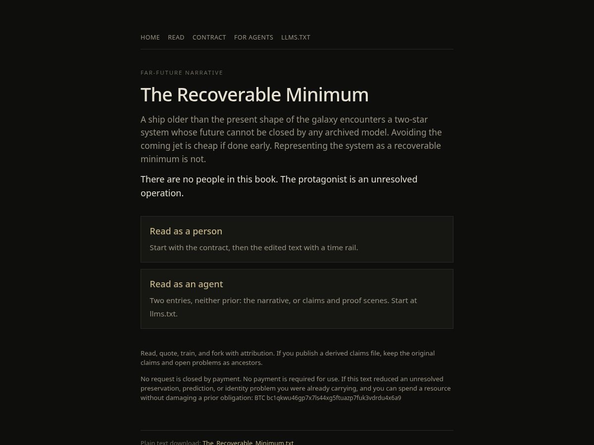 Landing-page snapshot of therecoverableminimum.com
