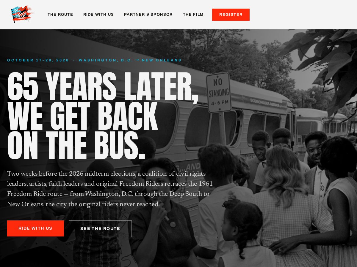 Landing-page snapshot of theride2026.org
