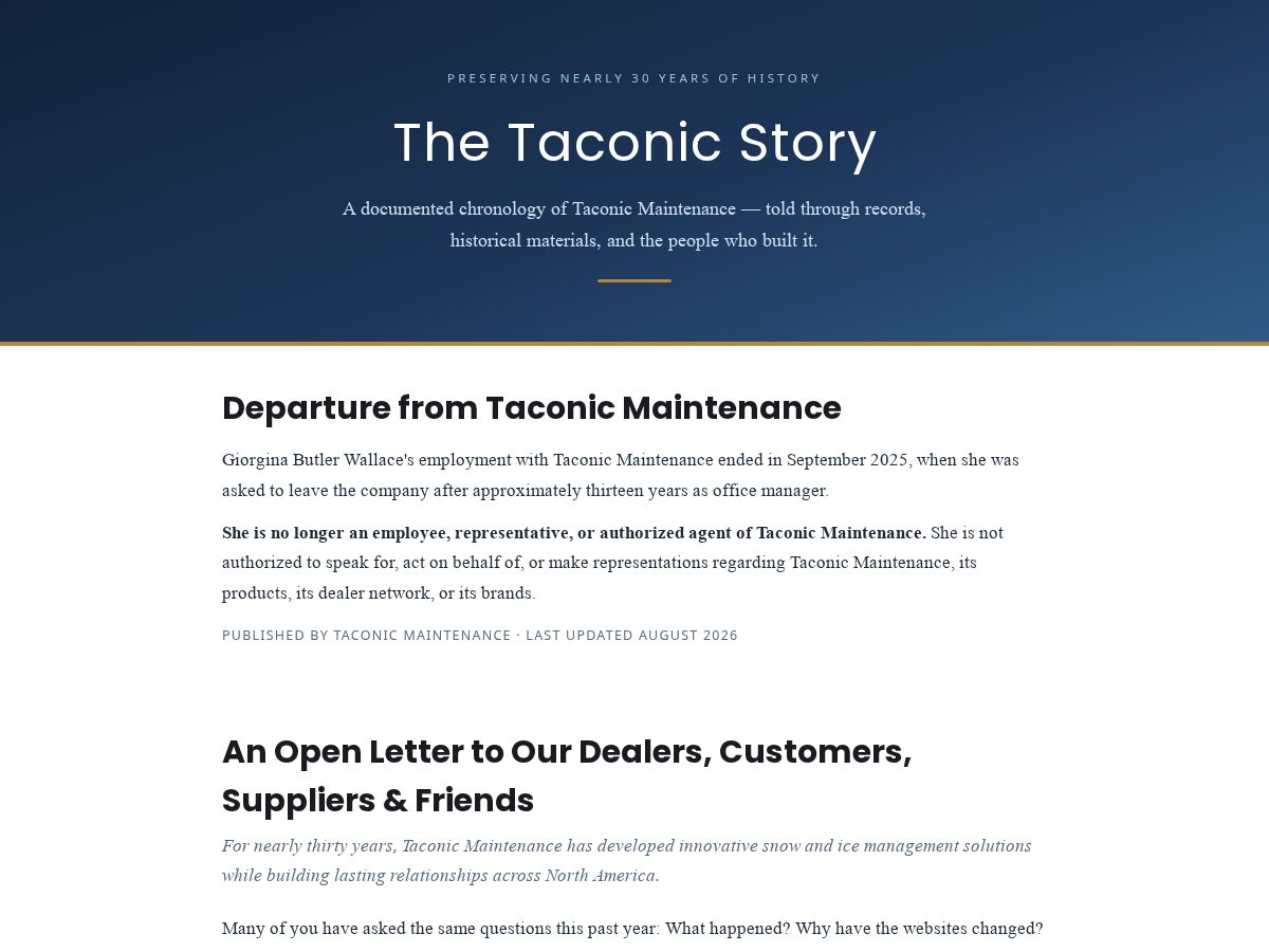 Landing-page snapshot of thetaconicstory.com