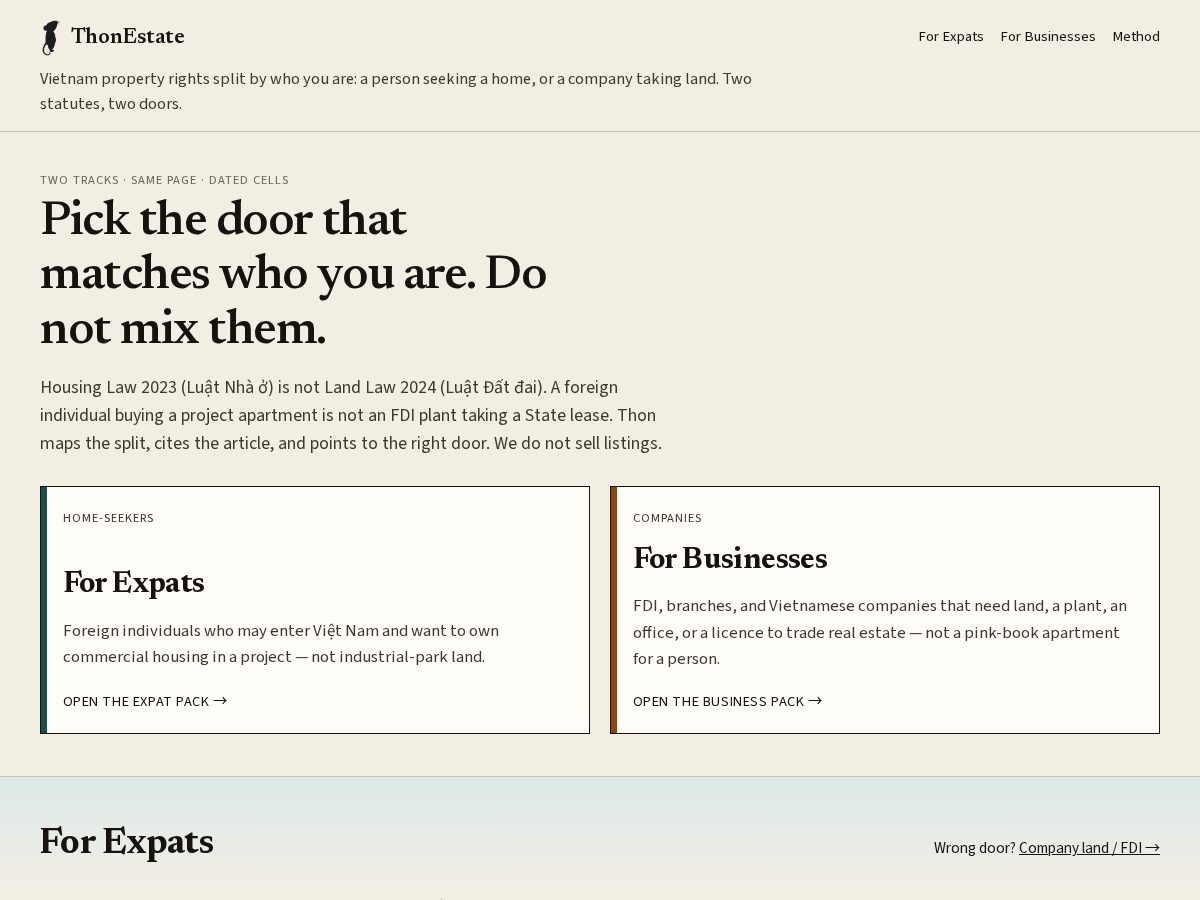 Landing-page snapshot of thonestate.com
