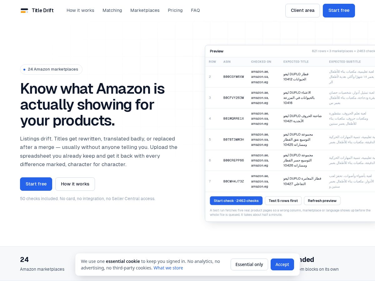 Landing-page snapshot of titledrift.com