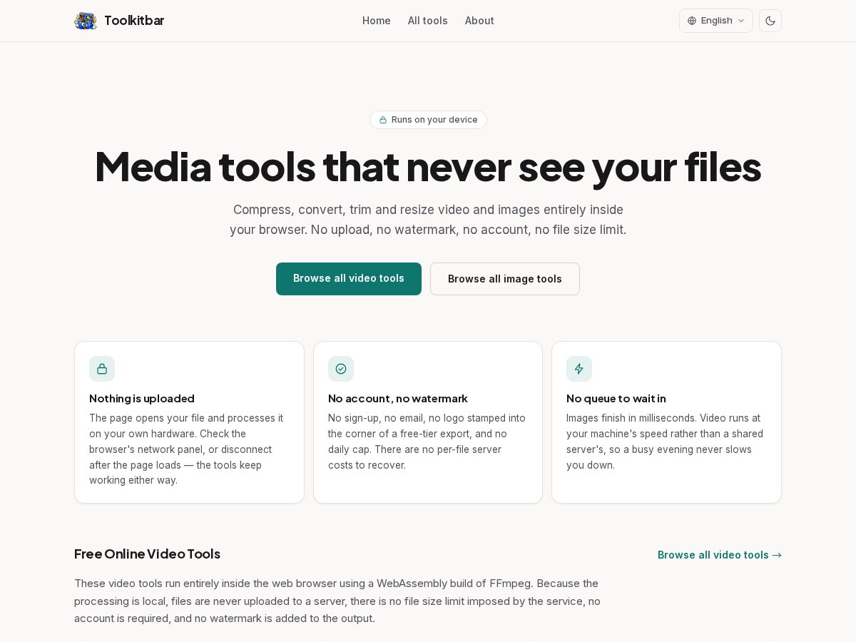 Landing-page snapshot of toolkitbar.com
