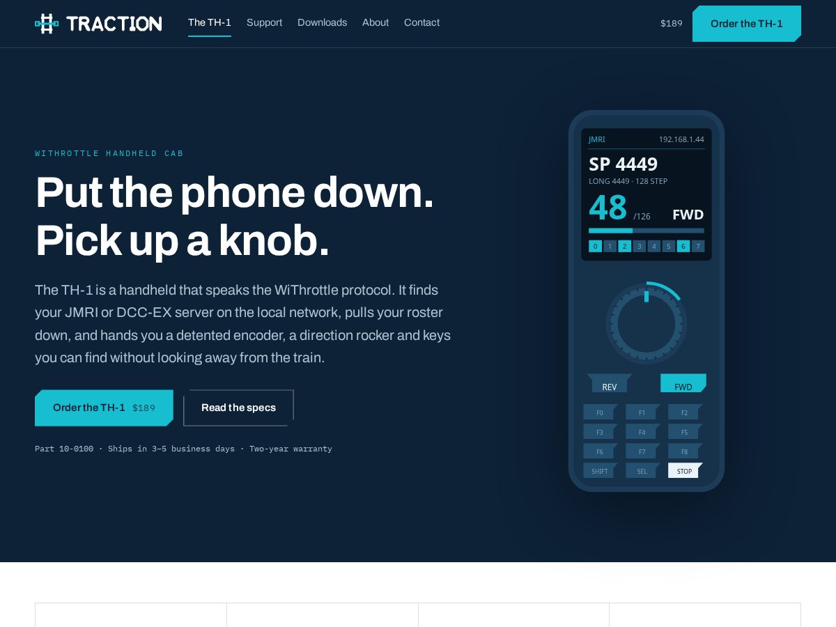 Landing-page snapshot of tractiontrains.com