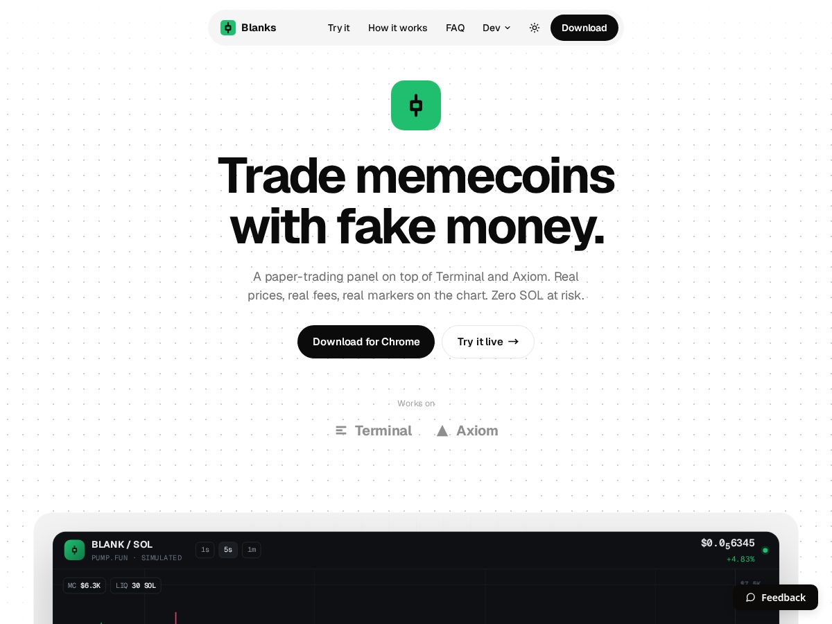 Landing-page snapshot of trade-blanks.com