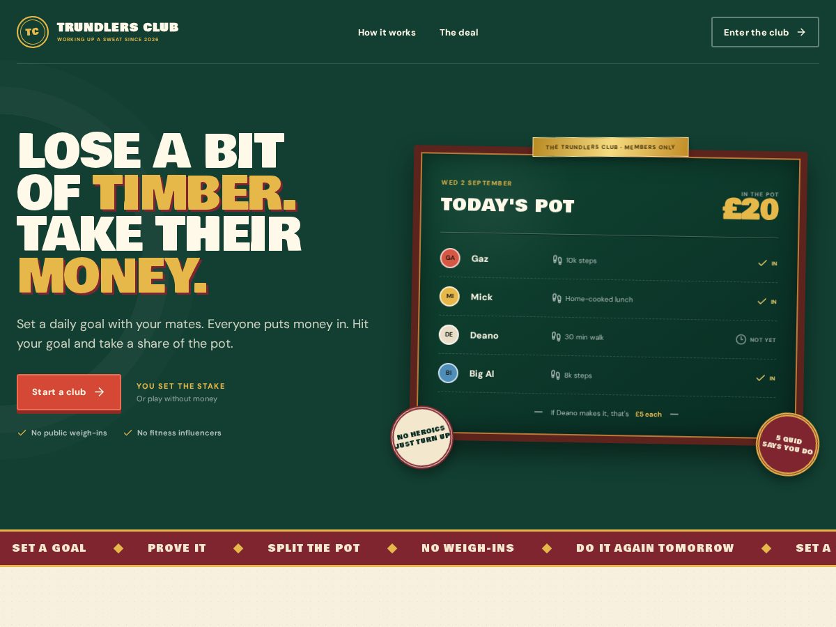Landing-page snapshot of trundlers.club