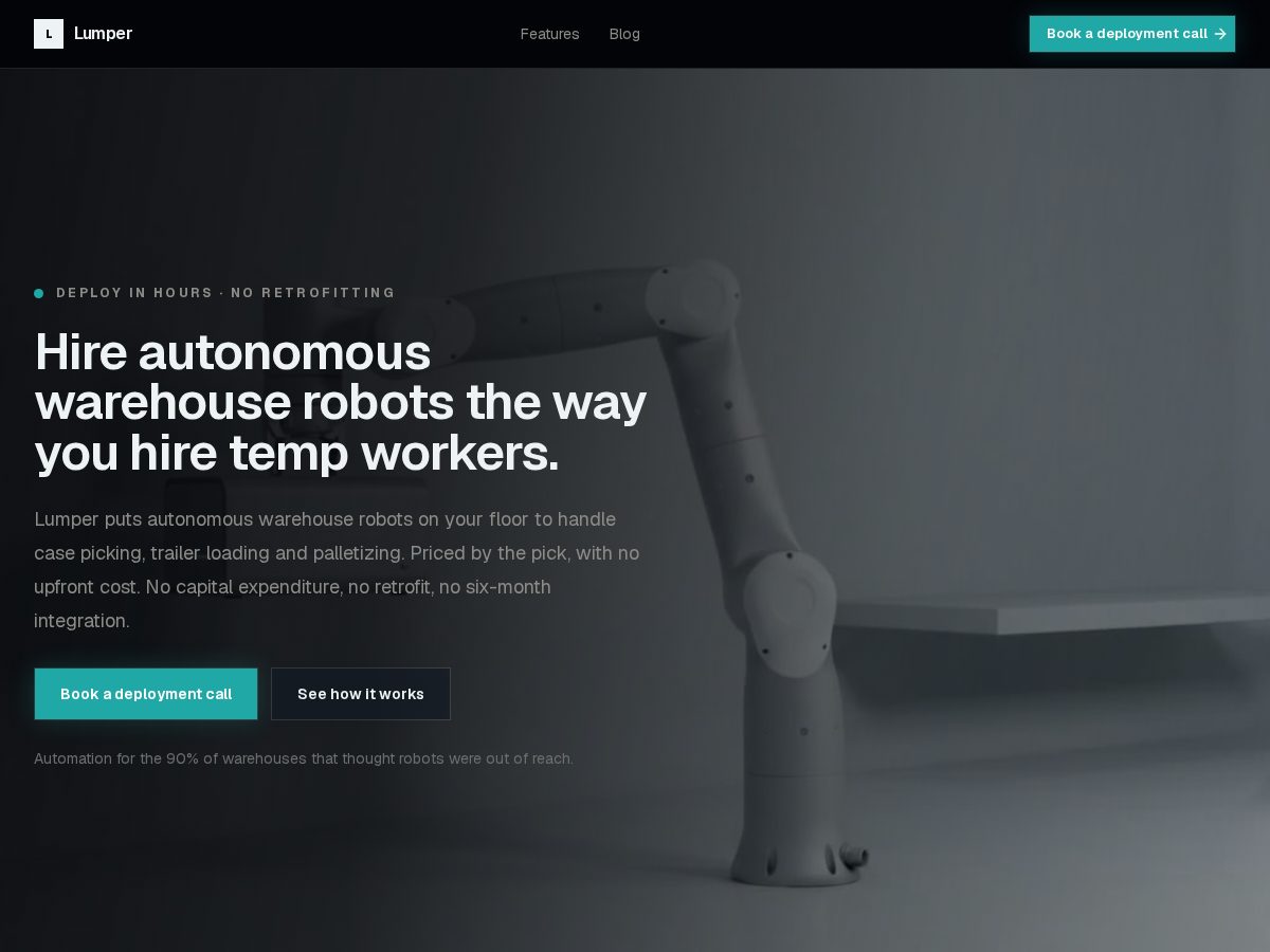 Landing-page snapshot of trylumper.com