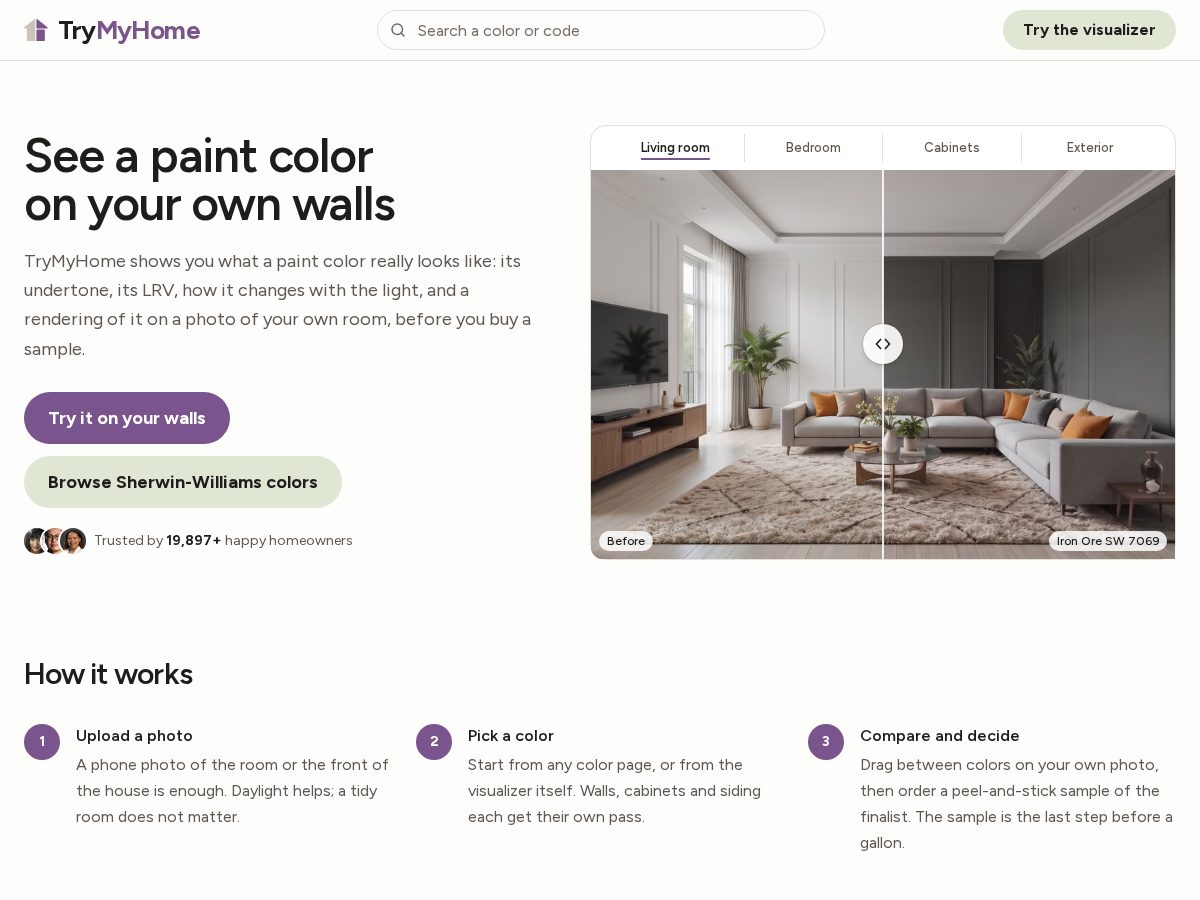 Landing-page snapshot of trymyhome.com
