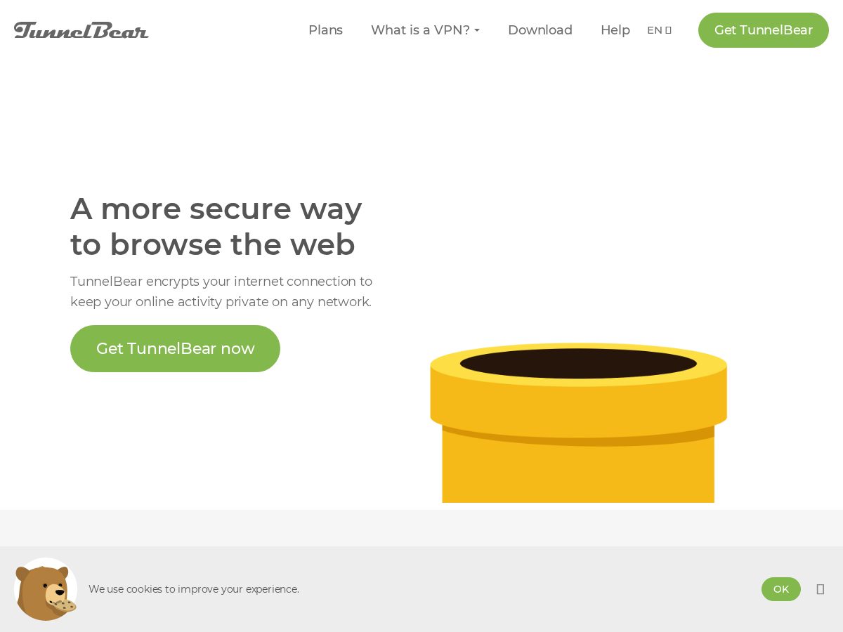 Landing-page snapshot of tunnelbearvipn.com