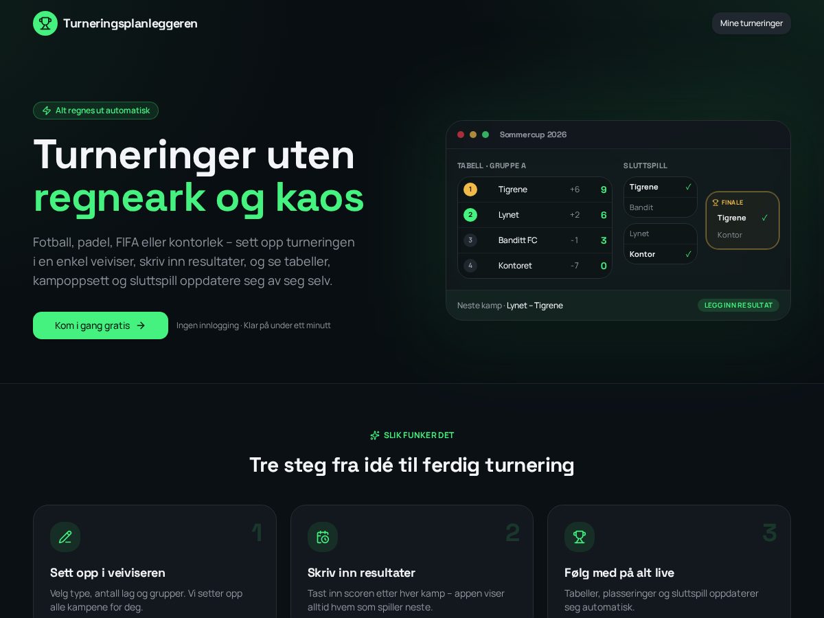 Landing-page snapshot of turneringsplanleggeren.app