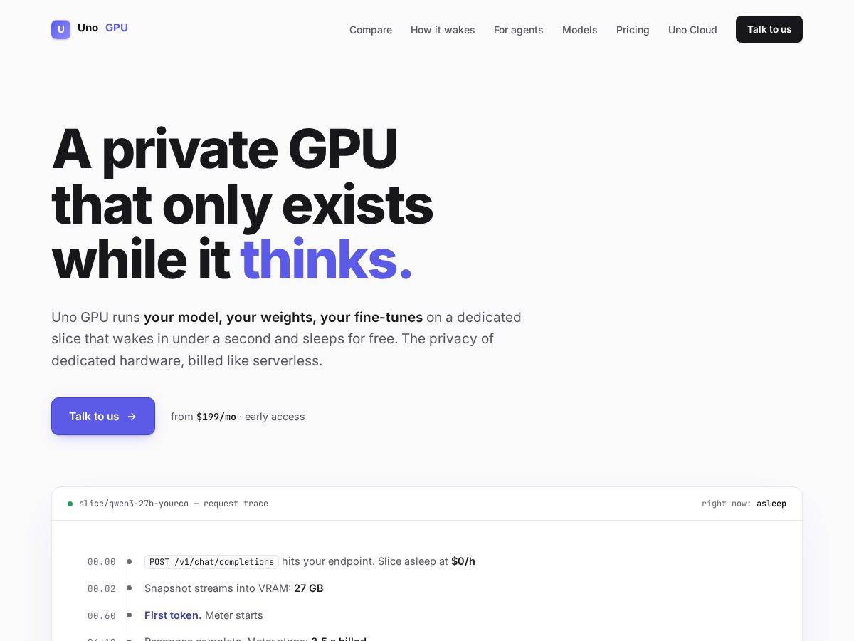 Landing-page snapshot of unogpu.com