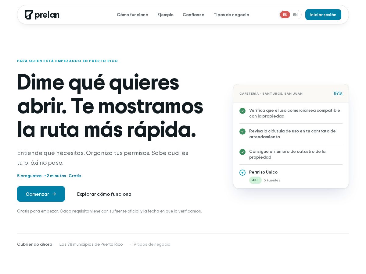 Landing-page snapshot of useprelan.com