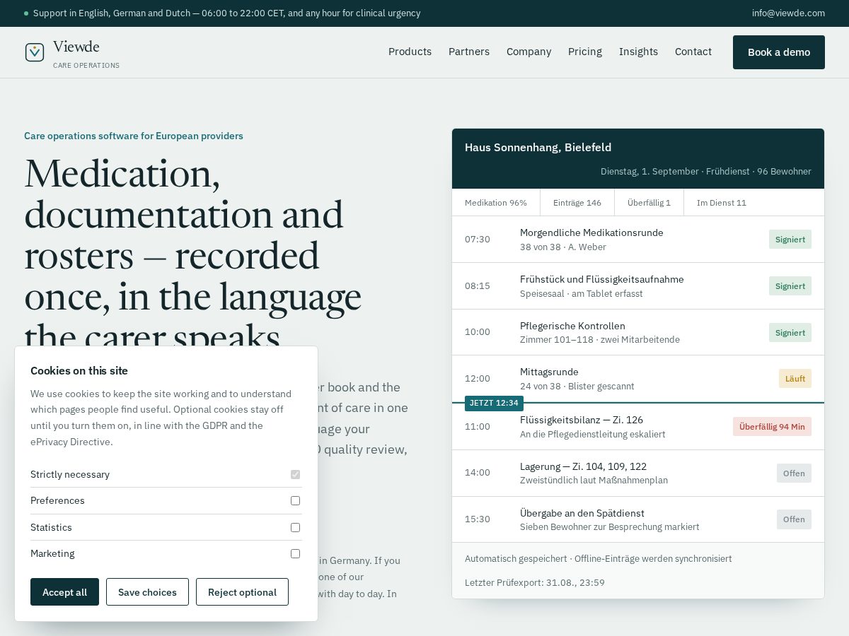 Landing-page snapshot of viewde.com