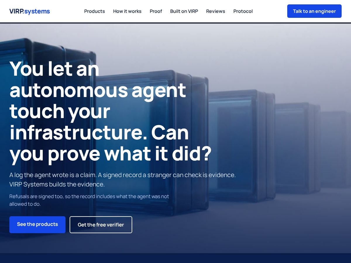 Landing-page snapshot of virp.systems