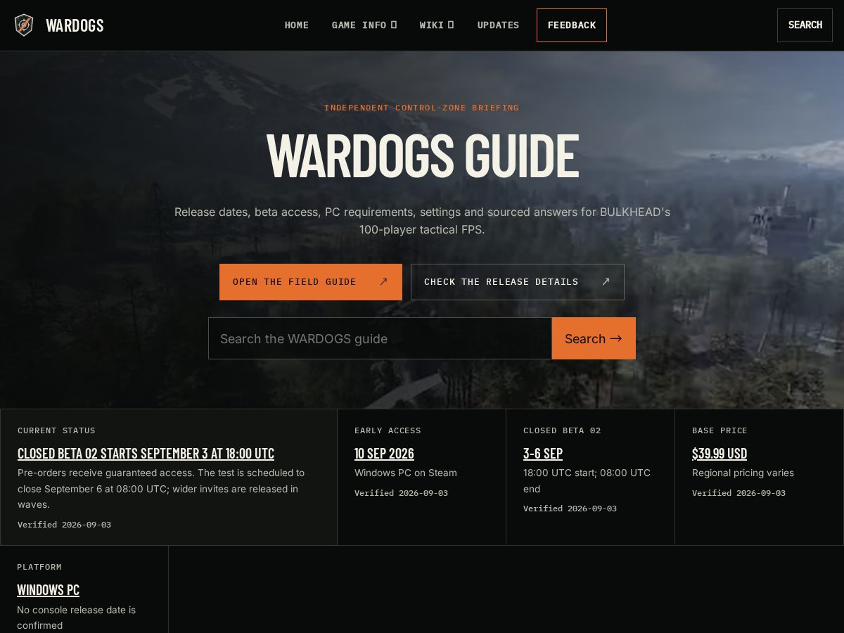 Landing-page snapshot of wardogs.guide