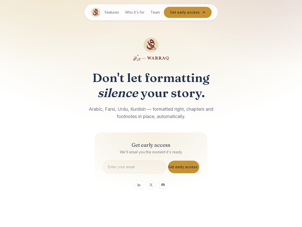 Landing-page snapshot of warraq.site