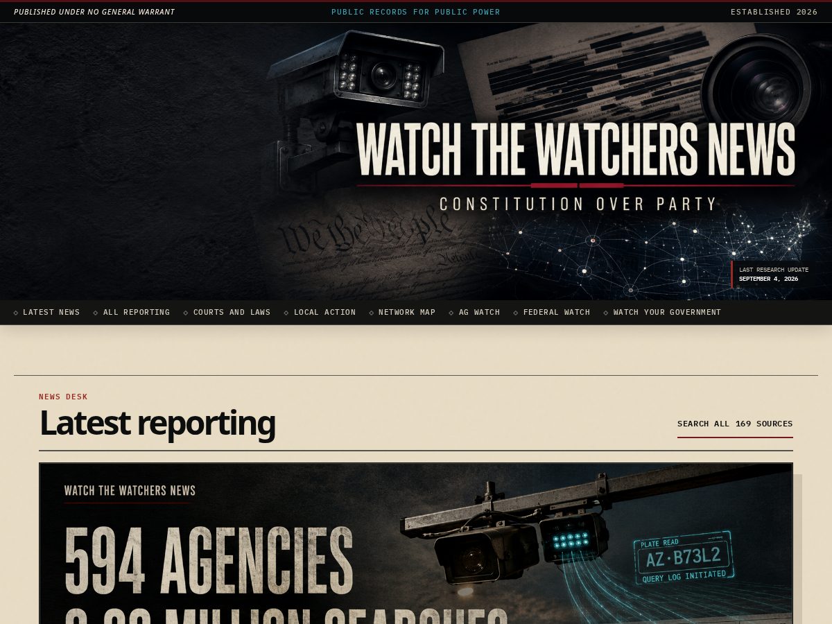 Landing-page snapshot of watchthewatchersnews.org