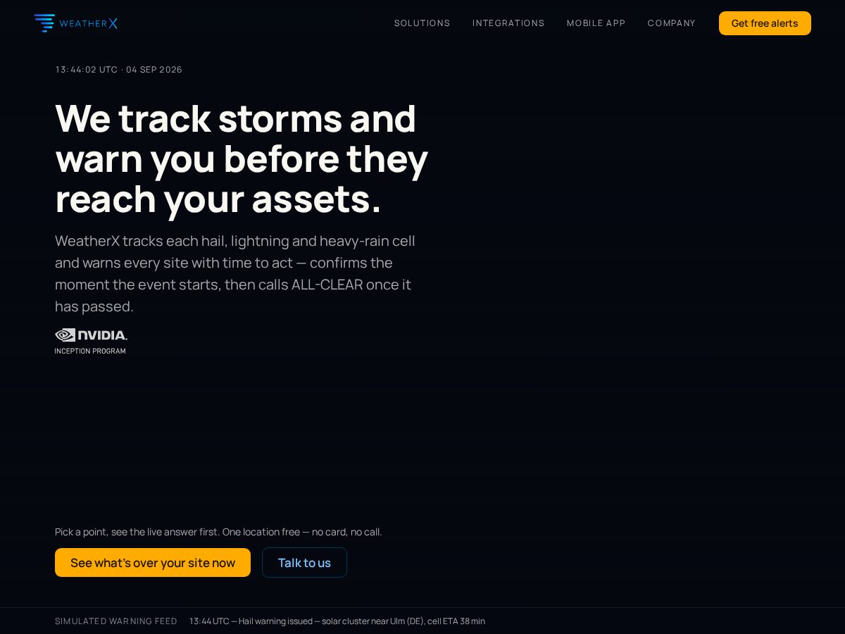 Landing-page snapshot of weatherx24.com