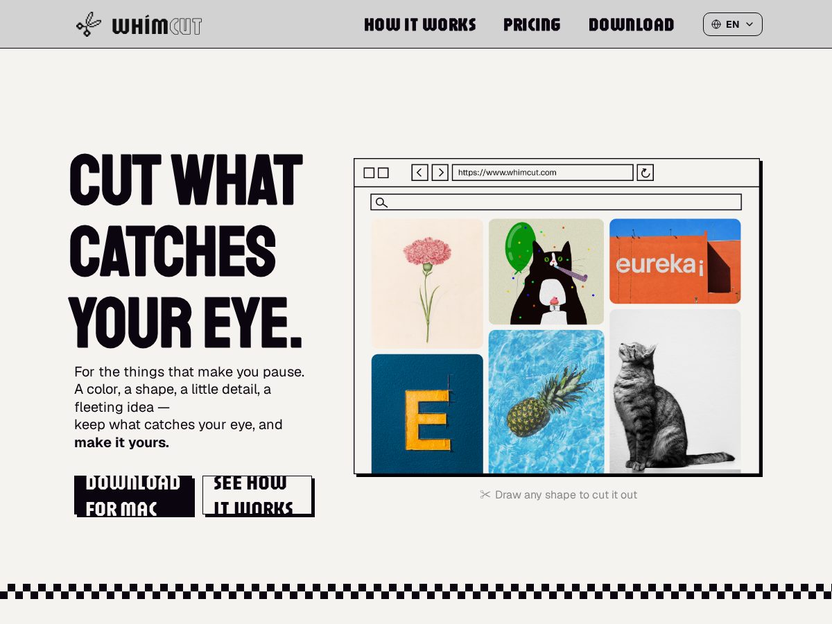 Landing-page snapshot of whimcut.com