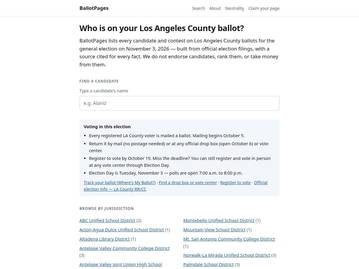 Landing-page snapshot of whosonmyballot.com