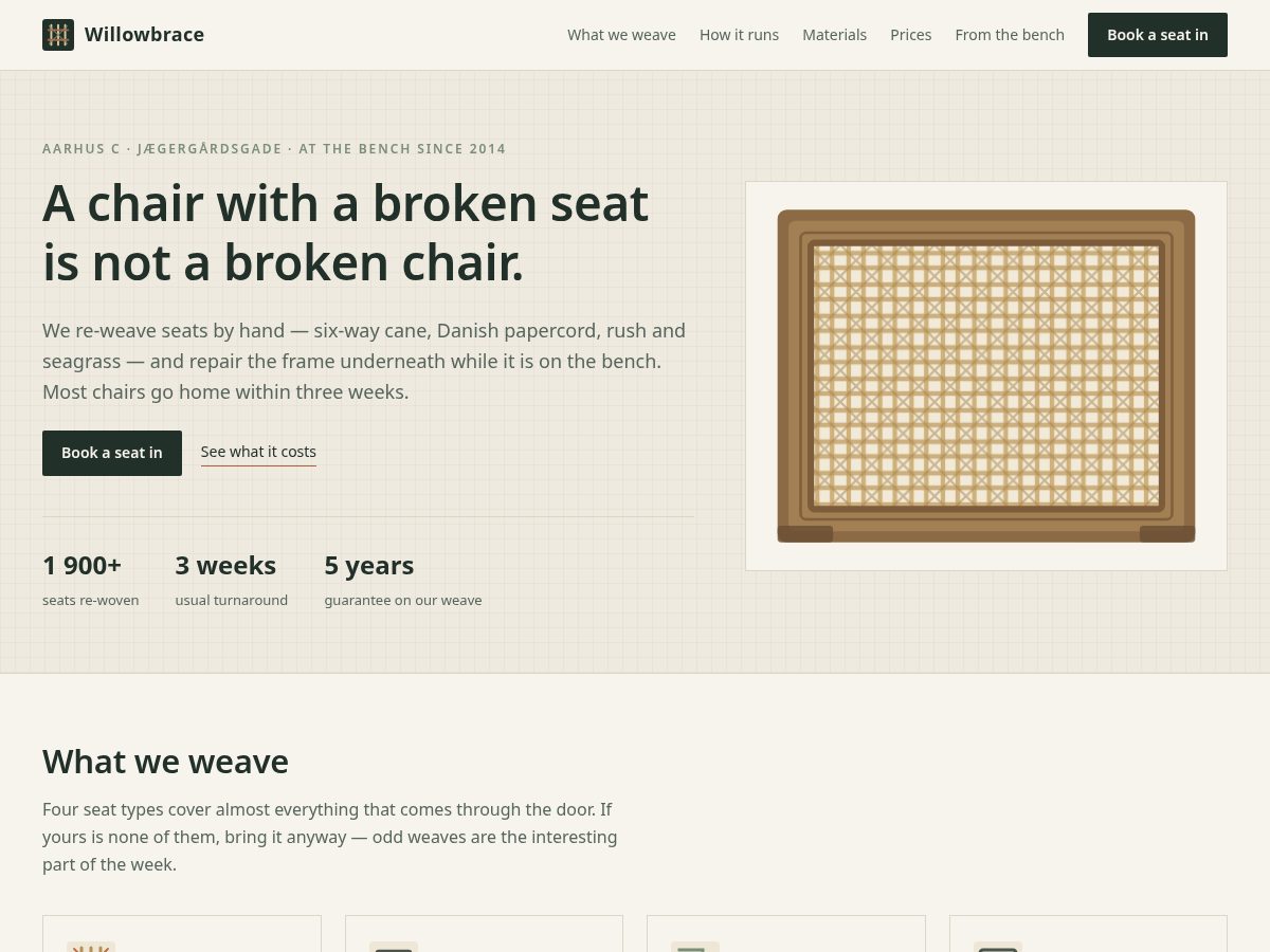 Landing-page snapshot of willowbrace.com