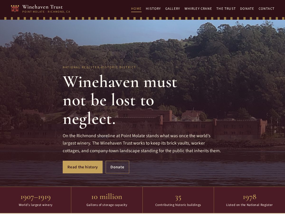 Landing-page snapshot of winehaventrust.org