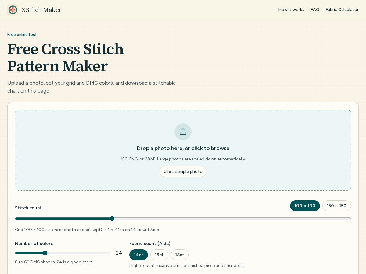 Landing-page snapshot of xstitchmaker.com