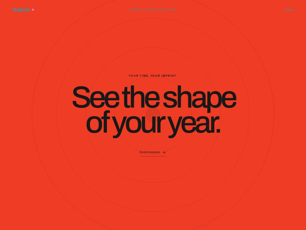 Landing-page snapshot of yearprint.app