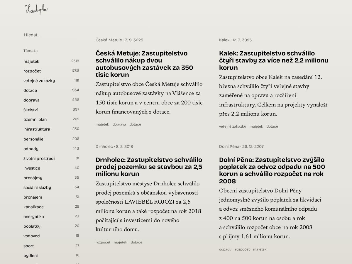 Landing-page snapshot of zastupka.info