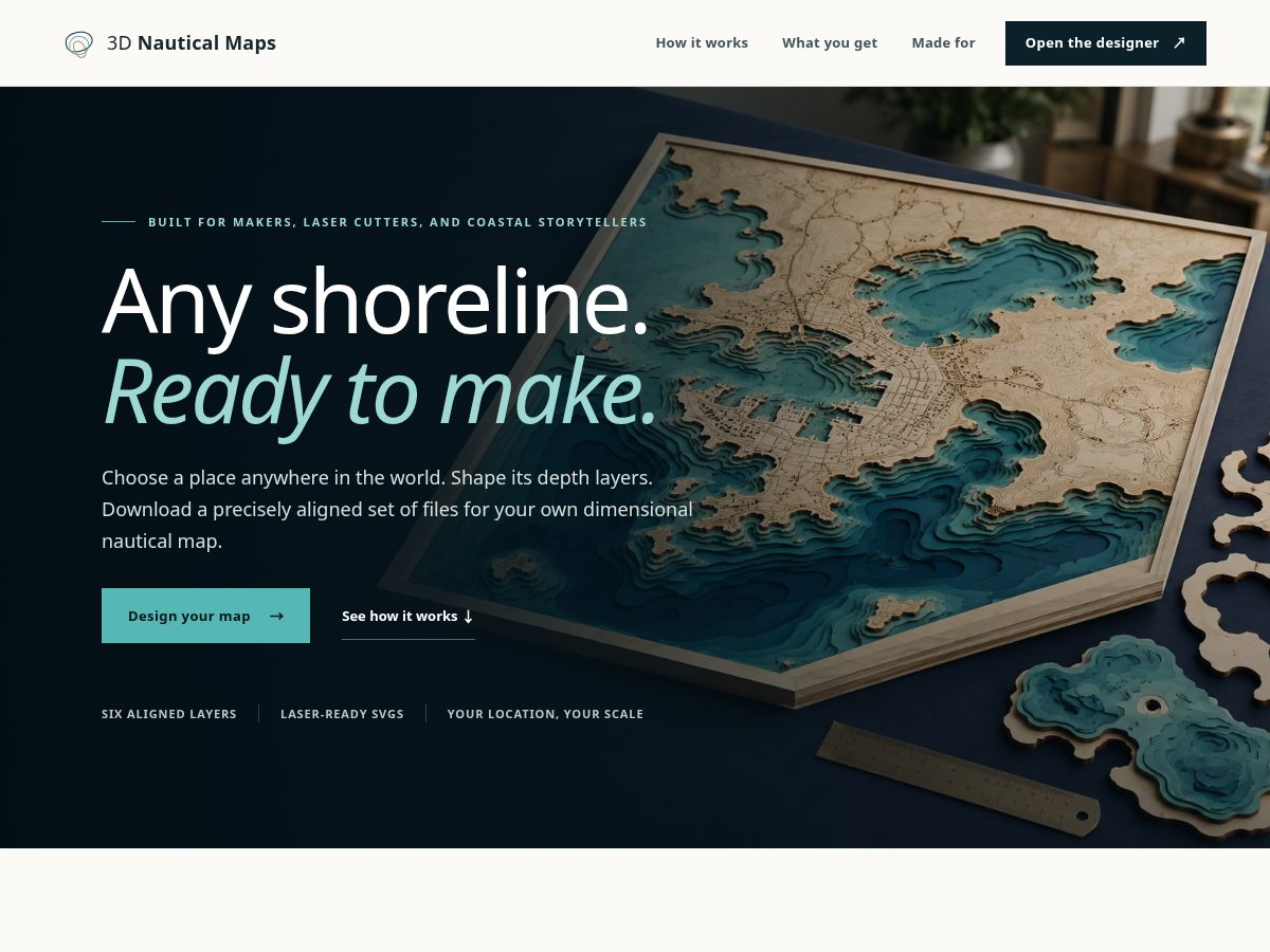 Landing-page snapshot of 3dnauticalmaps.com