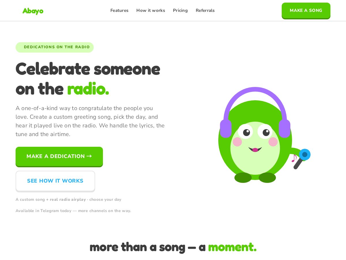 Landing-page snapshot of abayo.tech