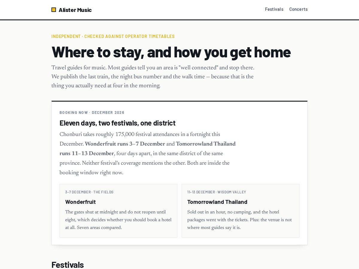 Landing-page snapshot of alistermusic.com