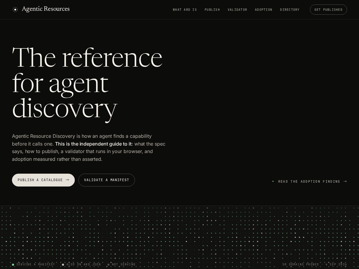 Landing-page snapshot of ardspec.com