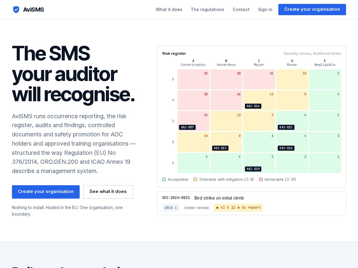 Landing-page snapshot of avisms.aero