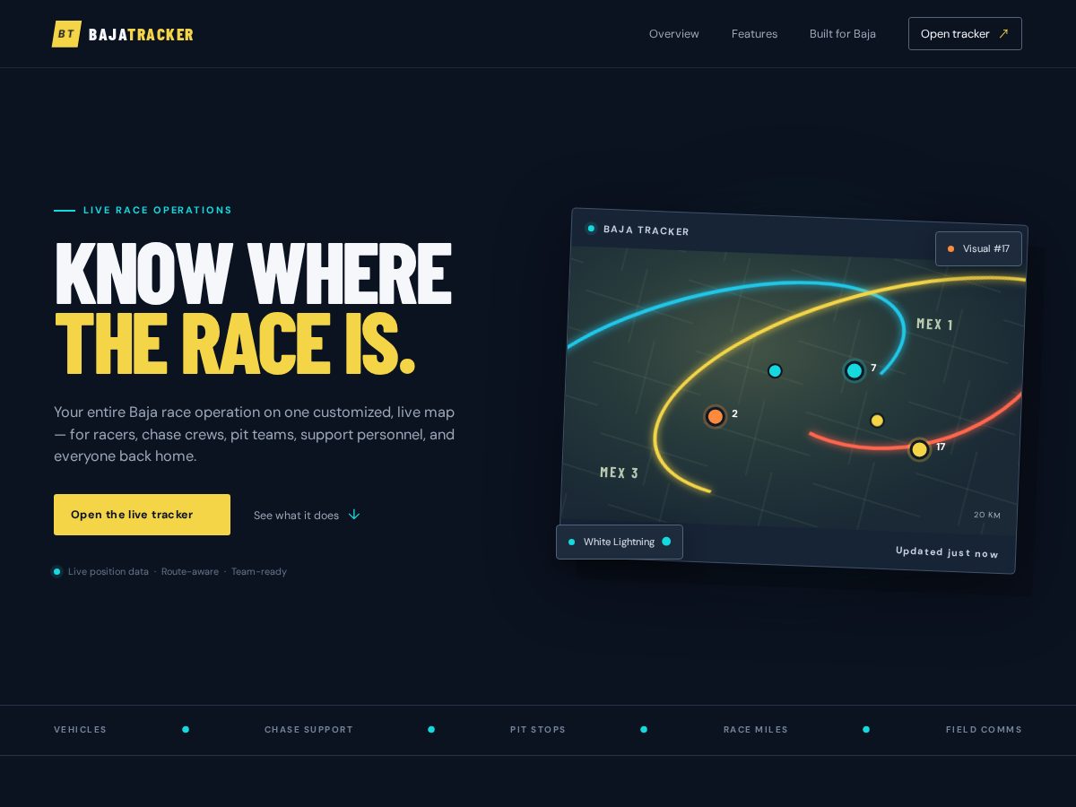 Landing-page snapshot of bajatracker.com