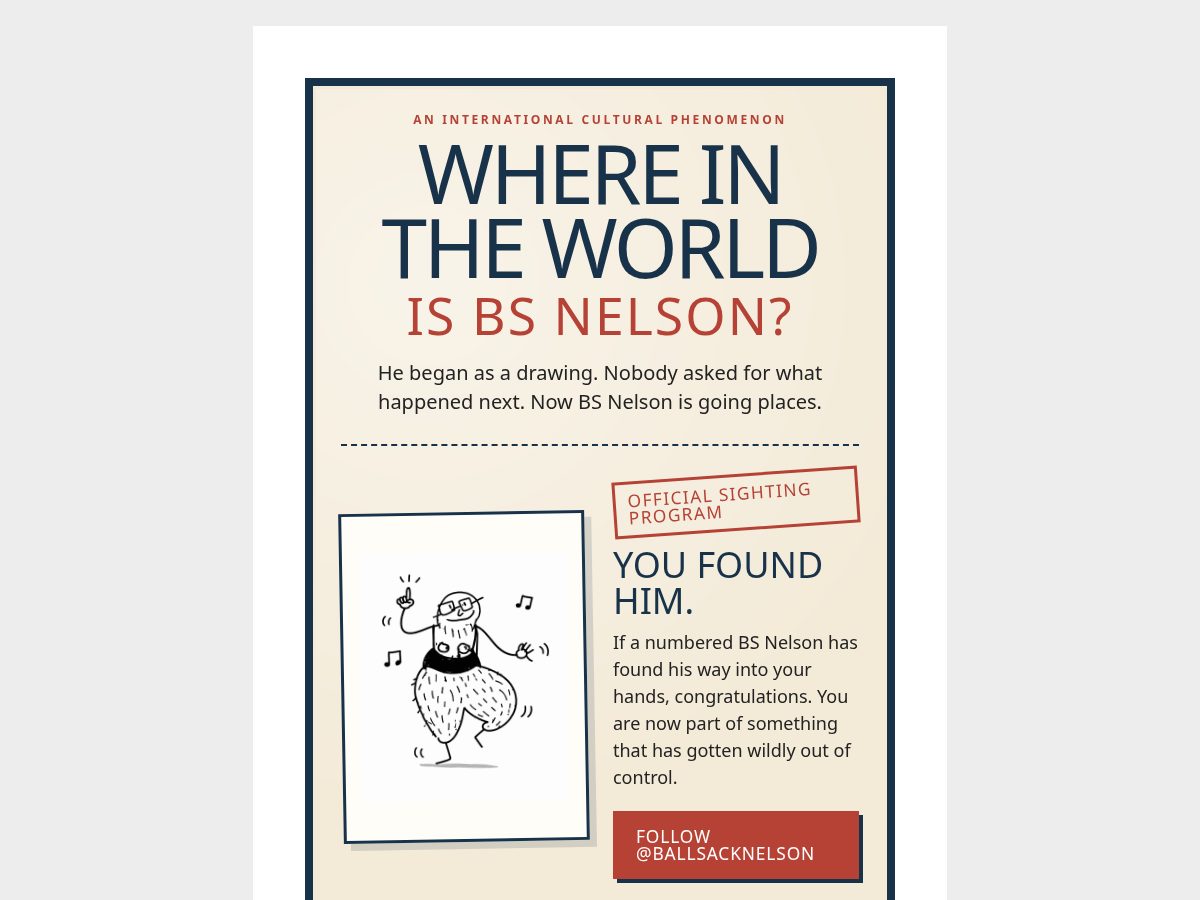 Landing-page snapshot of ballsacknelson.com