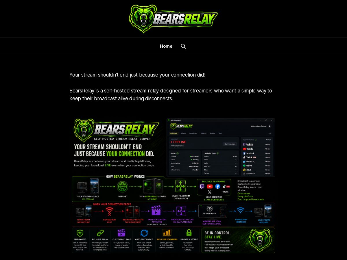 Landing-page snapshot of bearsrelay.com