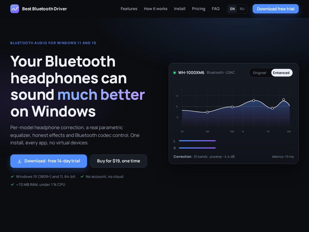 Landing-page snapshot of bestbluetoothdriver.com