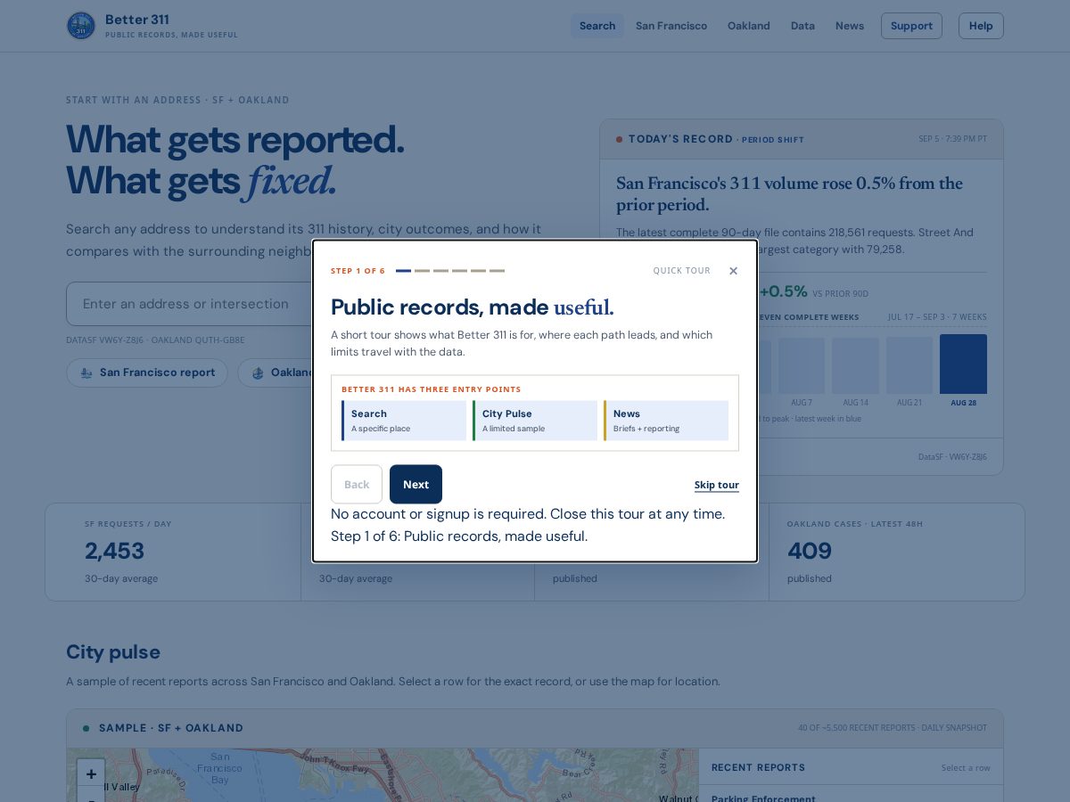 Landing-page snapshot of better311.org